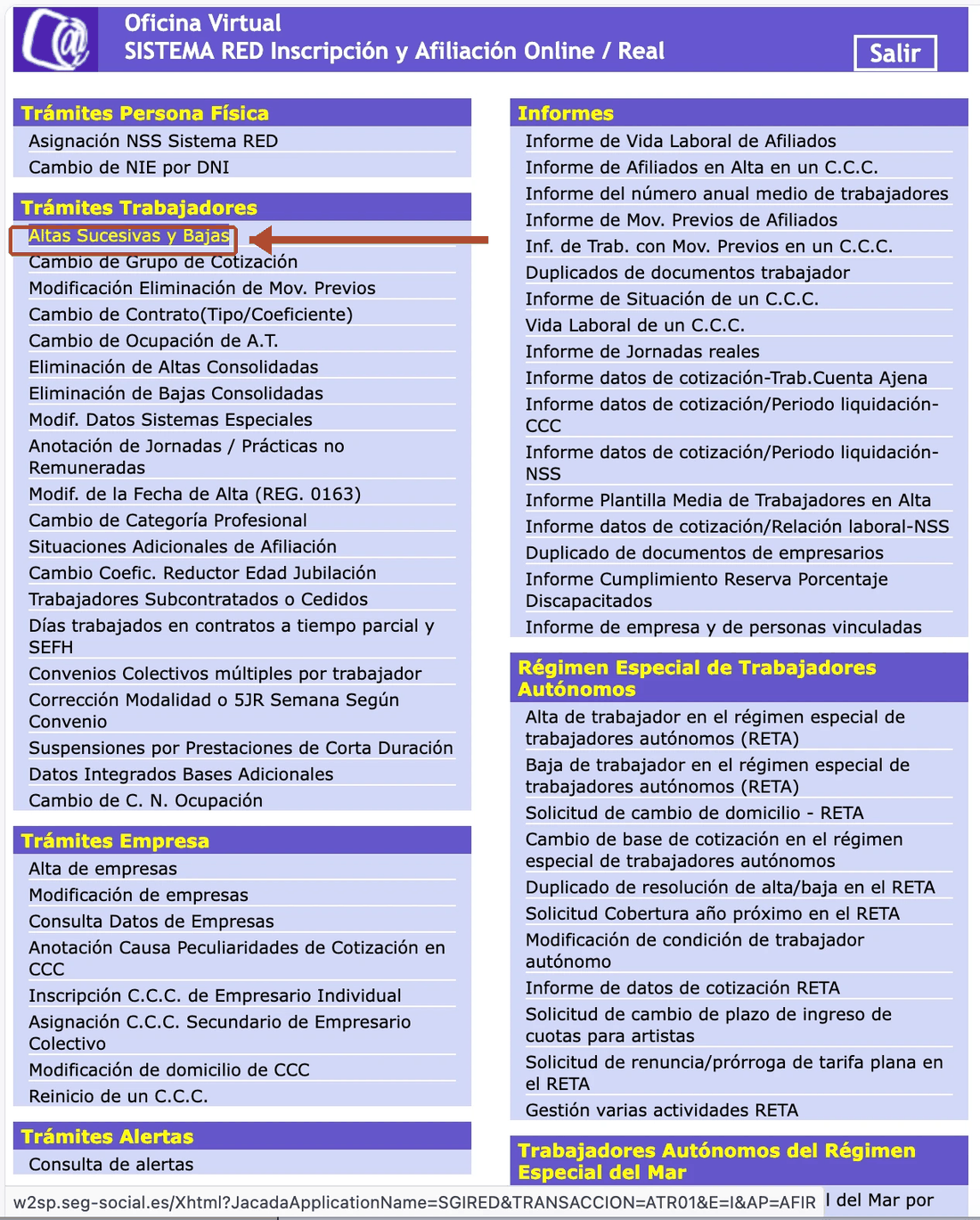Acceso a Altas Sucesivas y Bajas