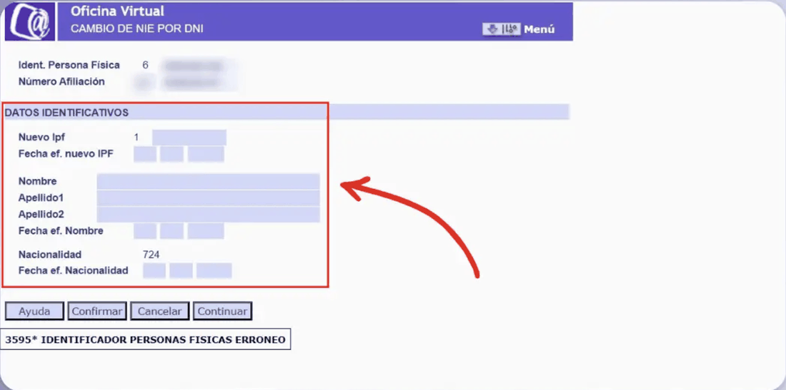 Cambio de NIE a DNI de un trabajador — Sistema RED, paso 4 de 4