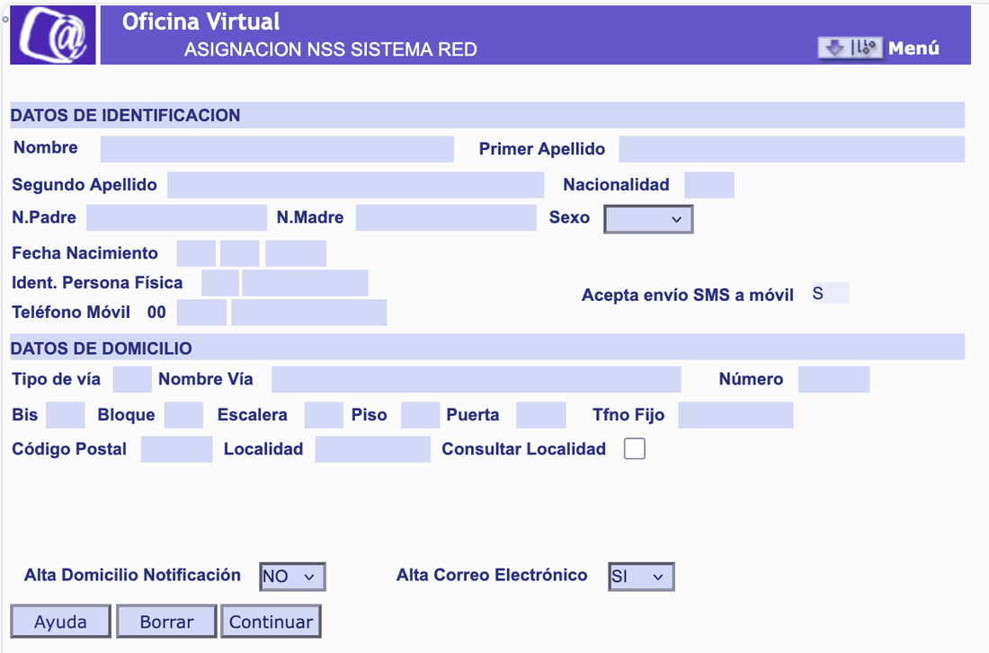 Asignación de NSS provisional — Sistema RED, paso 2 de 2